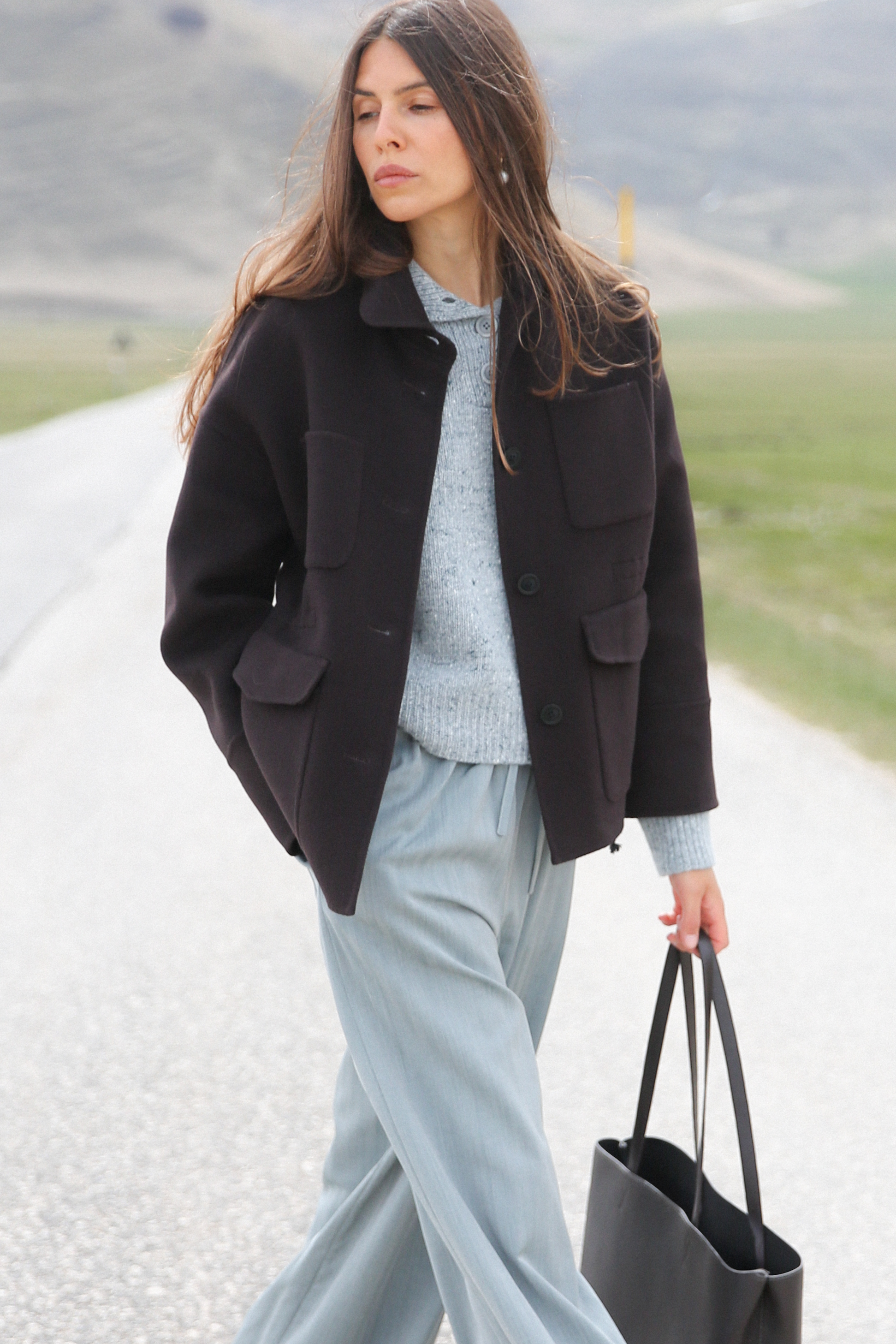 VISTA POCKET HERRINGBONE Herringbone Trousers for Women in sage